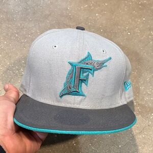 New Era florida marlins Gray and Teal Hat 7 1/2